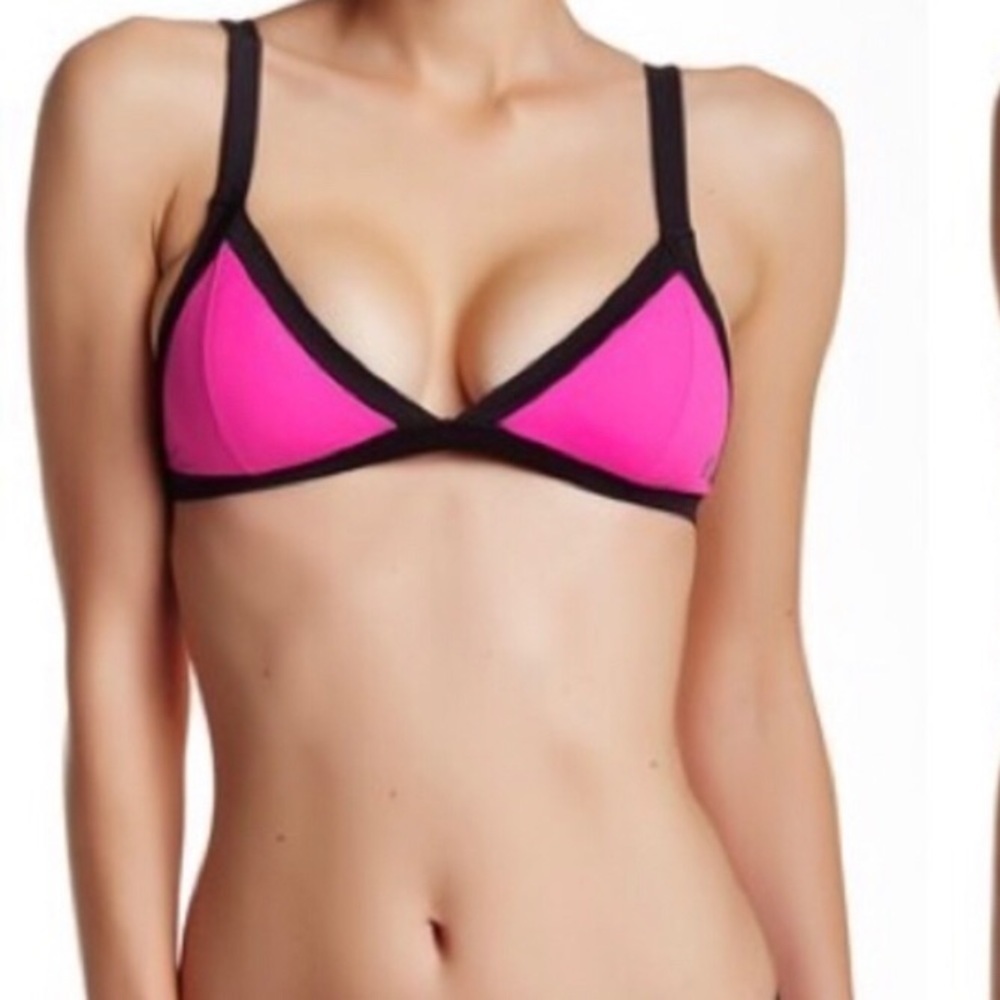 Sole East Hot Pink & Black Triangle Bikini Top